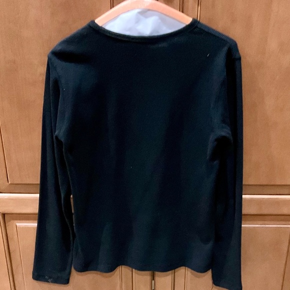 Bay Beauty Black Long Sleeve Top, Embellished Cross sz M (marked 2XL in error) - Picture 8 of 9